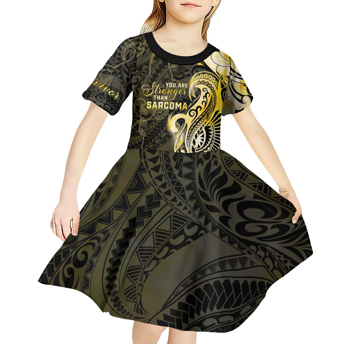 Sarcoma Awareness Kid Short Sleeve Dress You Are Stronger Than Sarcoma LT05 - Polynesian Pride