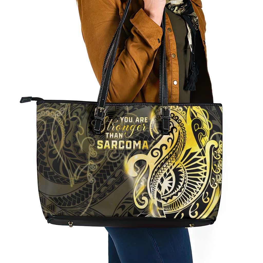 Sarcoma Awareness Leather Tote Bag You Are Stronger Than Sarcoma LT05 - Polynesian Pride