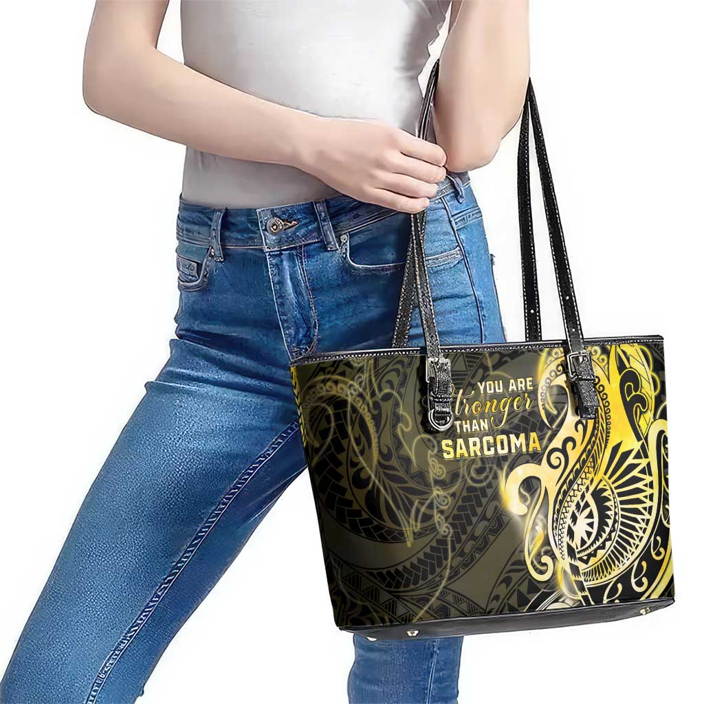 Sarcoma Awareness Leather Tote Bag You Are Stronger Than Sarcoma LT05 - Polynesian Pride