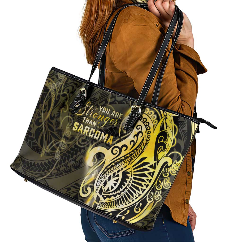 Sarcoma Awareness Leather Tote Bag You Are Stronger Than Sarcoma LT05 - Polynesian Pride