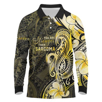 Sarcoma Awareness Long Sleeve Polo Shirt You Are Stronger Than Sarcoma LT05 Yellow - Polynesian Pride