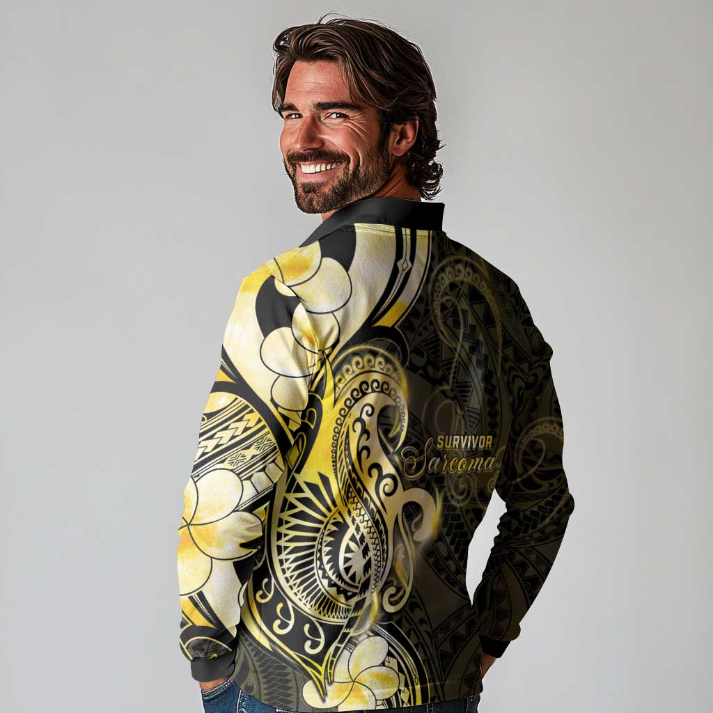 Sarcoma Awareness Long Sleeve Polo Shirt You Are Stronger Than Sarcoma LT05 - Polynesian Pride