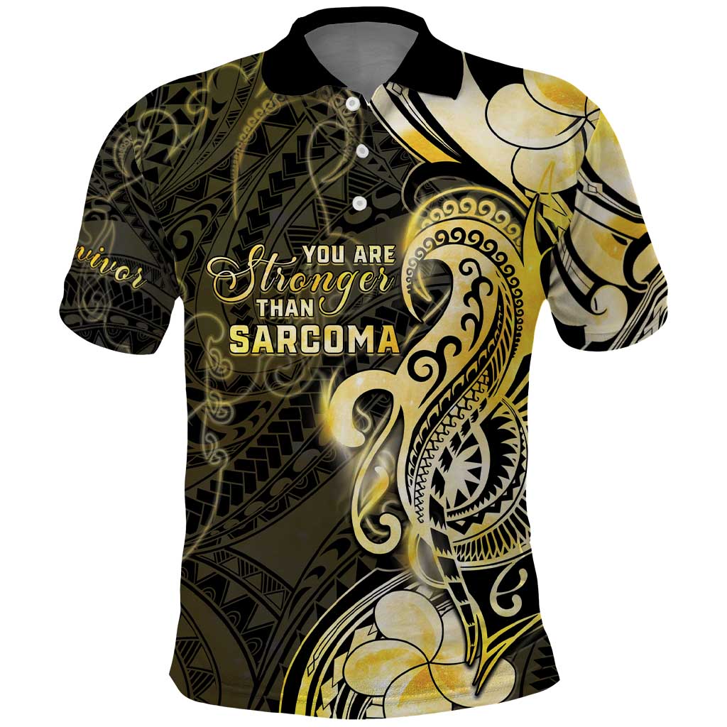 Sarcoma Awareness Polo Shirt You Are Stronger Than Sarcoma LT05 Yellow - Polynesian Pride