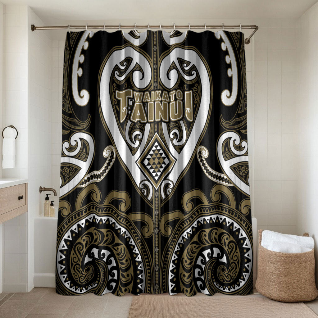 Aotearoa Waikato Tainui Bathroom Set Maori Tribal Pattern LT05 Shower Curtain Only Dark Yellow - Polynesian Pride