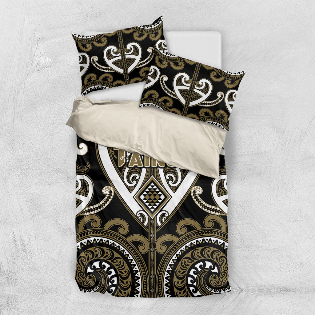 Aotearoa Waikato Tainui Bedding Set Maori Tribal Pattern LT05 US Twin 172cm x 218cm Dark Yellow - Polynesian Pride