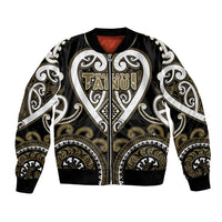 Custom Aotearoa Waikato Tainui Bomber Jacket Maori Tribal Pattern LT05 Unisex Dark Yellow - Polynesian Pride