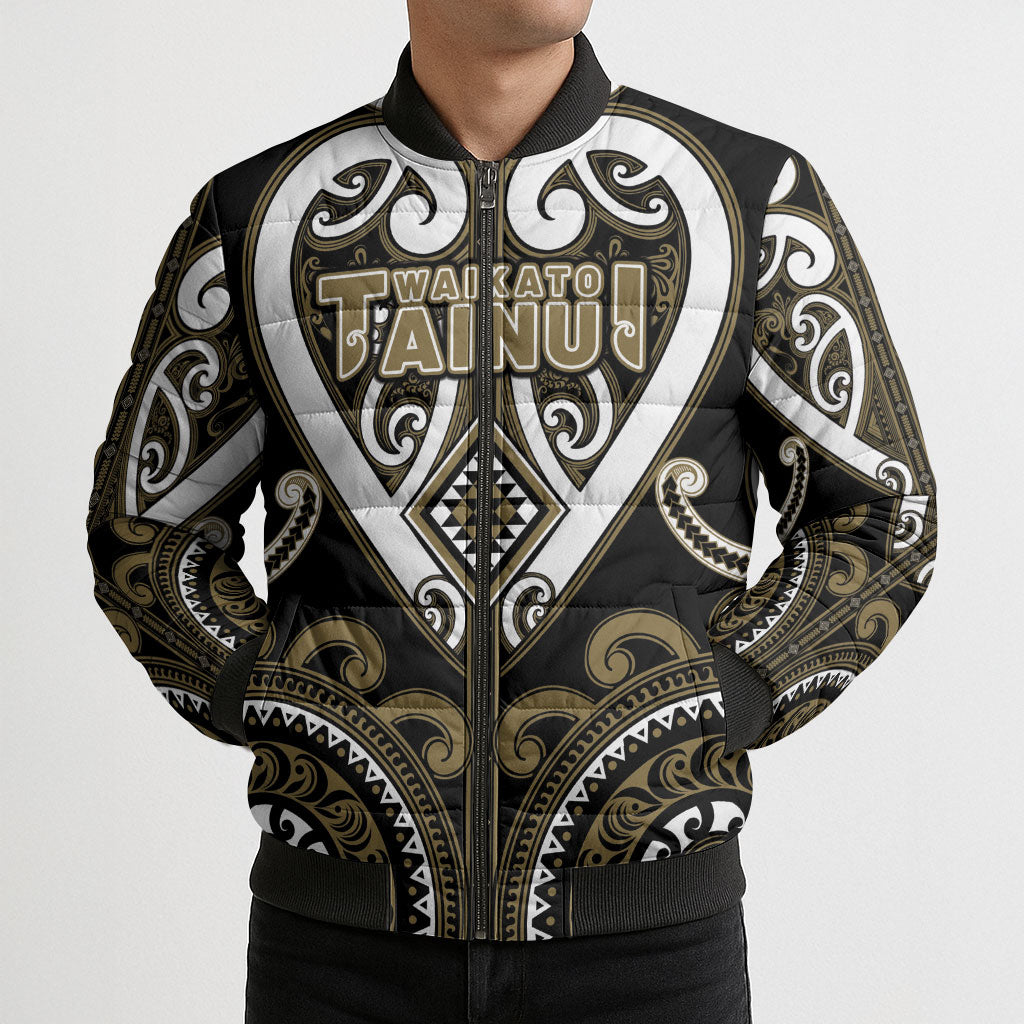 Custom Aotearoa Waikato Tainui Bomber Puffer Jacket Maori Tribal Pattern LT05 - Polynesian Pride
