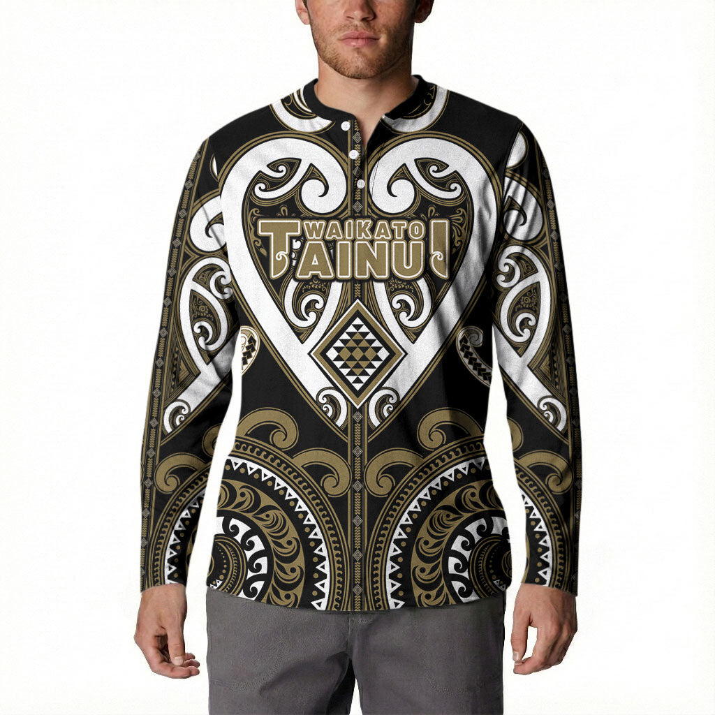 Custom Aotearoa Waikato Tainui Button Sweatshirt Maori Tribal Pattern LT05 - Polynesian Pride