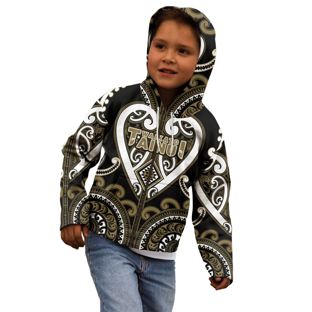 Custom Aotearoa Waikato Tainui Kid Hoodie Maori Tribal Pattern LT05 - Polynesian Pride