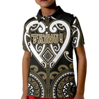 Custom Aotearoa Waikato Tainui Kid Polo Shirt Maori Tribal Pattern LT05 Kid Dark Yellow - Polynesian Pride