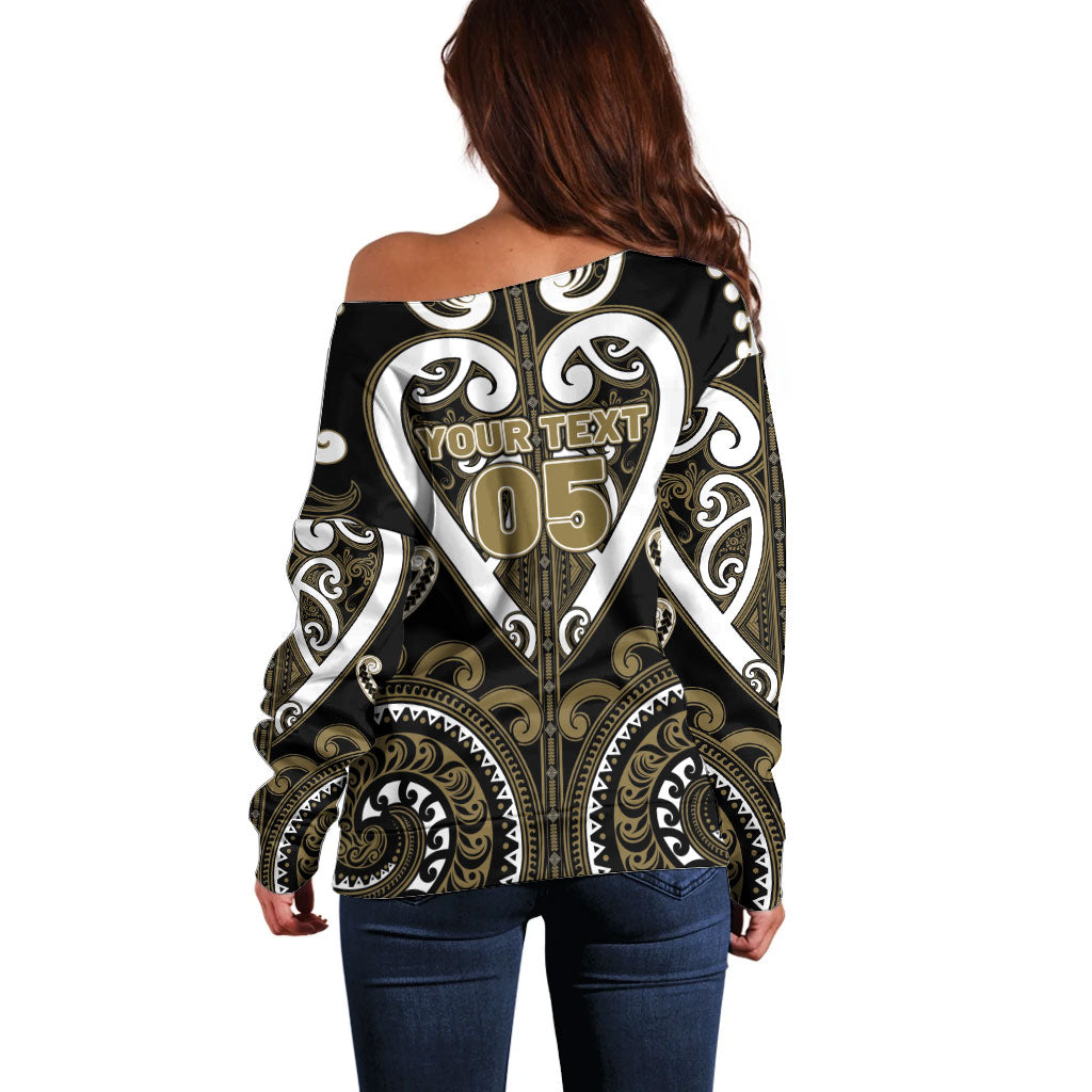 Custom Aotearoa Waikato Tainui Off Shoulder Sweater Maori Tribal Pattern LT05 - Polynesian Pride