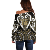 Custom Aotearoa Waikato Tainui Off Shoulder Sweater Maori Tribal Pattern LT05 - Polynesian Pride