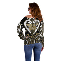 Custom Aotearoa Waikato Tainui Off Shoulder Sweater Maori Tribal Pattern LT05 - Polynesian Pride