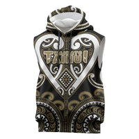 Custom Aotearoa Waikato Tainui Sleeveless Hoodie Maori Tribal Pattern LT05 Dark Yellow - Polynesian Pride