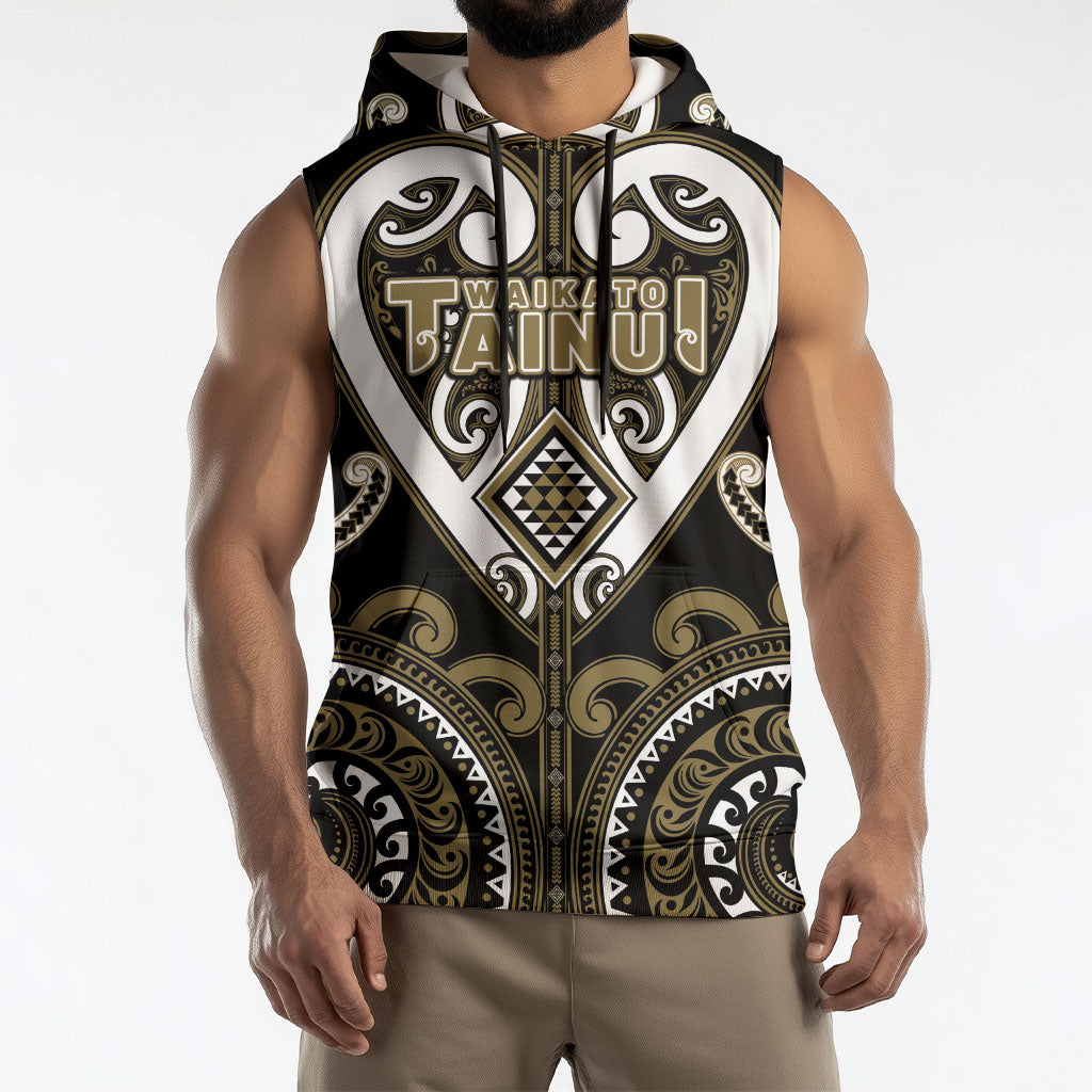 Custom Aotearoa Waikato Tainui Sleeveless Hoodie Maori Tribal Pattern LT05 - Polynesian Pride