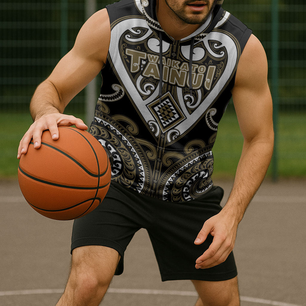 Custom Aotearoa Waikato Tainui Sleeveless Hoodie Maori Tribal Pattern LT05 - Polynesian Pride