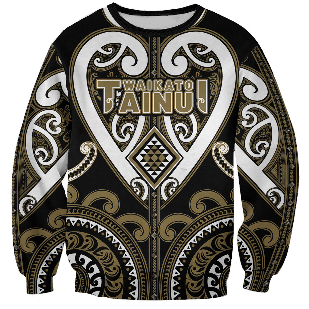 Custom Aotearoa Waikato Tainui Sweatshirt Maori Tribal Pattern LT05 Unisex Dark Yellow - Polynesian Pride