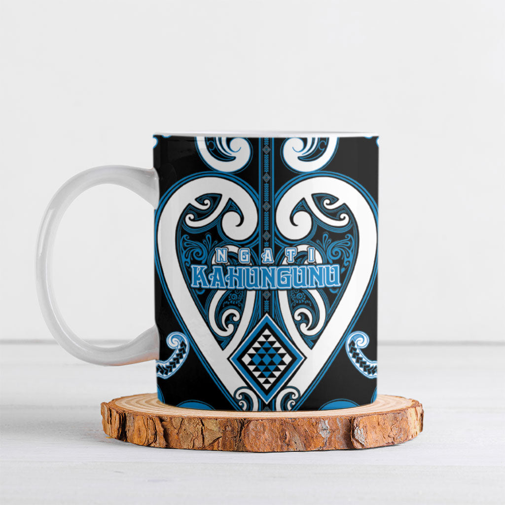 Custom Aotearoa Ngati Kahungunu Ceramic Mug Maori Tribal Pattern LT05 Blue - Polynesian Pride
