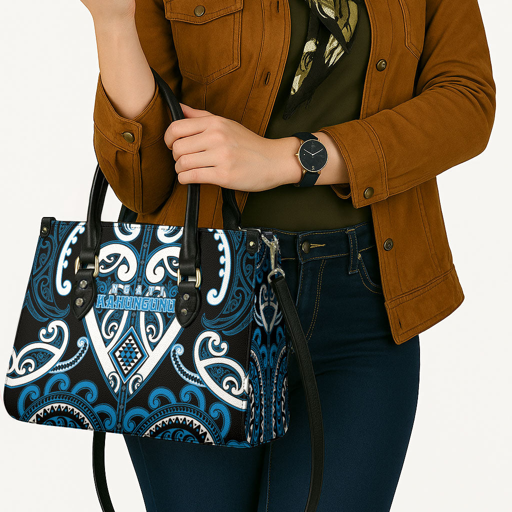 Aotearoa Ngati Kahungunu Leather Bag Maori Tribal Pattern LT05 - Polynesian Pride