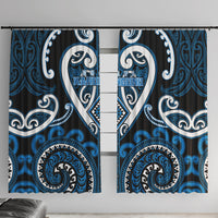 Aotearoa Ngati Kahungunu Window Curtain Maori Tribal Pattern LT05 With Hooks Blue - Polynesian Pride