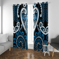 Aotearoa Ngati Kahungunu Window Curtain Maori Tribal Pattern LT05 With Grommets Blue - Polynesian Pride