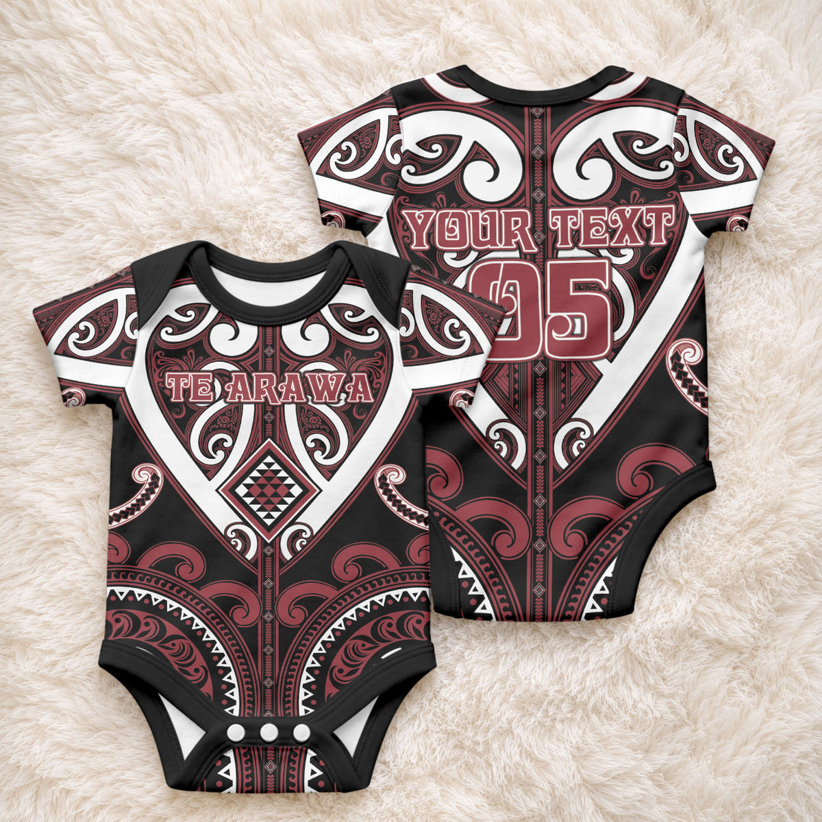 Custom Aotearoa Te Arawa Baby Onesie Maori Tribal Pattern LT05 - Polynesian Pride