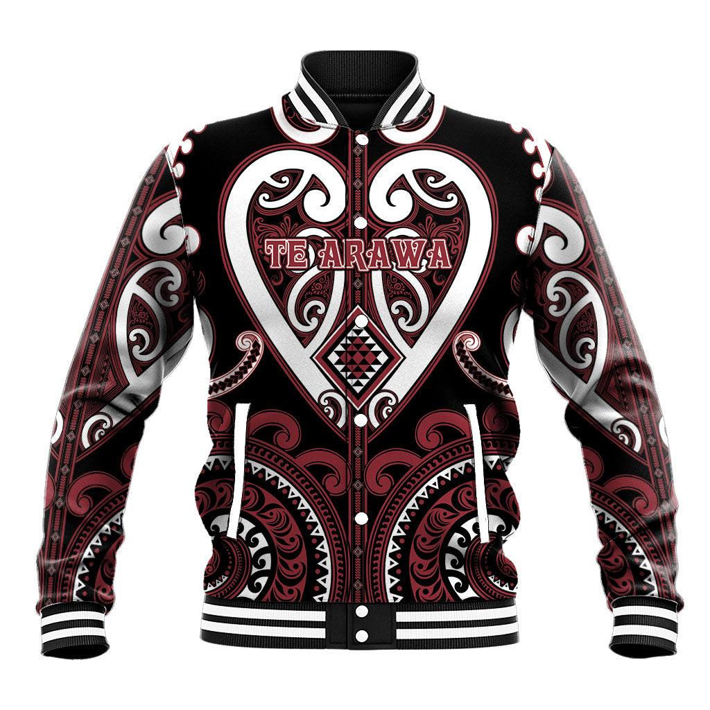Custom Aotearoa Te Arawa Baseball Jacket Maori Tribal Pattern LT05 Unisex Red - Polynesian Pride