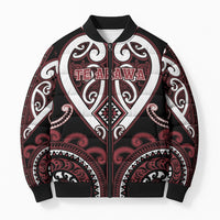 Custom Aotearoa Te Arawa Bomber Puffer Jacket Maori Tribal Pattern LT05 Unisex Red - Polynesian Pride