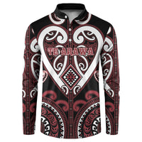 Custom Aotearoa Te Arawa Button Sweatshirt Maori Tribal Pattern LT05 Red - Polynesian Pride