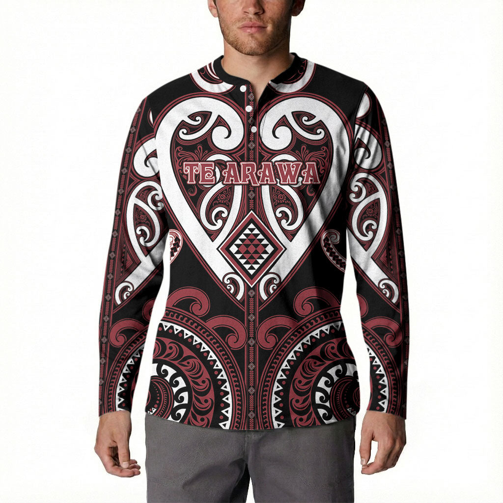Custom Aotearoa Te Arawa Button Sweatshirt Maori Tribal Pattern LT05 - Polynesian Pride