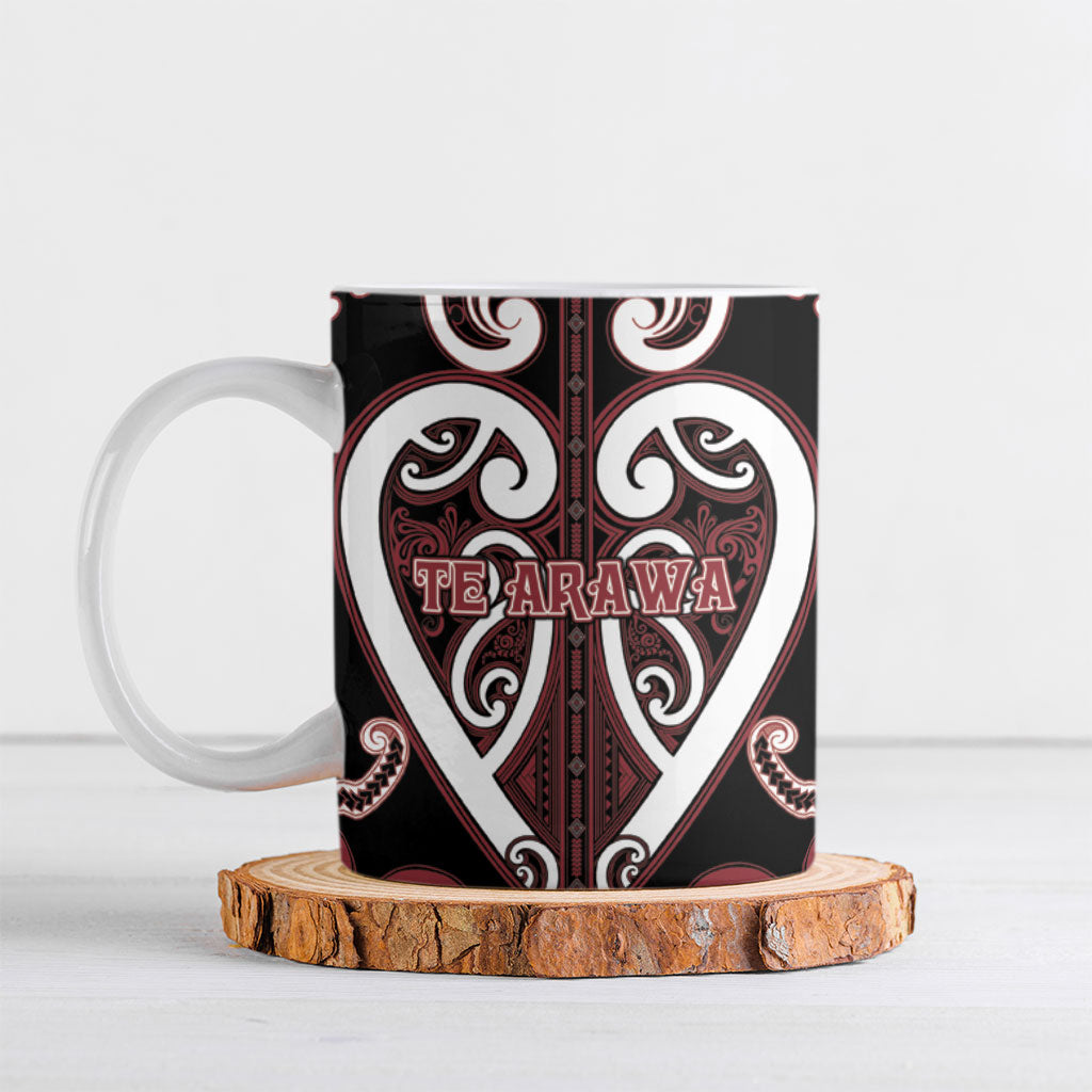 Custom Aotearoa Te Arawa Ceramic Mug Maori Tribal Pattern LT05 Red - Polynesian Pride
