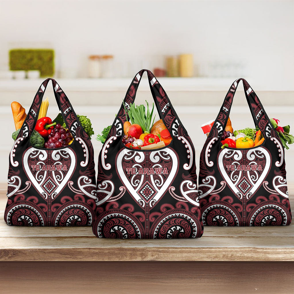 Aotearoa Te Arawa Grocery Bag Maori Tribal Pattern LT05 3-pack One Size Red - Polynesian Pride