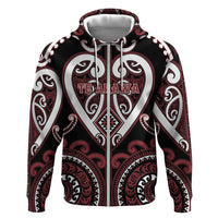 Custom Aotearoa Te Arawa Hoodie Maori Tribal Pattern LT05 Zip Hoodie Red - Polynesian Pride