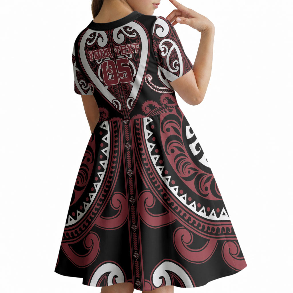 Custom Aotearoa Te Arawa Kid Short Sleeve Dress Maori Tribal Pattern LT05 - Polynesian Pride