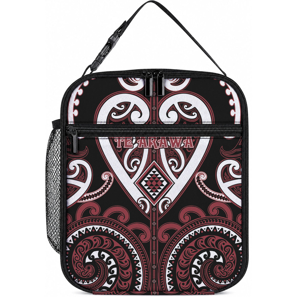 Aotearoa Te Arawa Lunch Bag Maori Tribal Pattern LT05 10.2 × 8.3 × 4.3 inch Red - Polynesian Pride