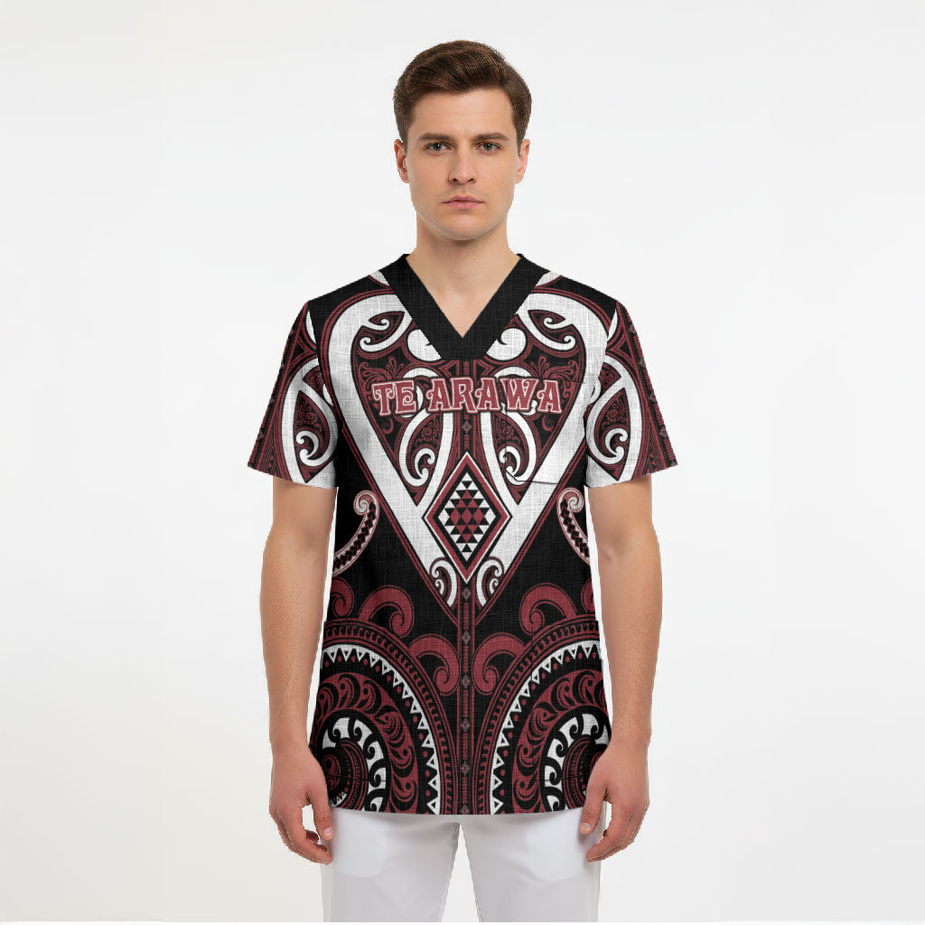 Custom Aotearoa Te Arawa Scrub Top Maori Tribal Pattern LT05 - Polynesian Pride