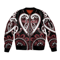 Custom Aotearoa Te Arawa Sleeve Zip Bomber Jacket Maori Tribal Pattern LT05 Unisex Red - Polynesian Pride