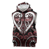 Custom Aotearoa Te Arawa Sleeveless Hoodie Maori Tribal Pattern LT05 Red - Polynesian Pride