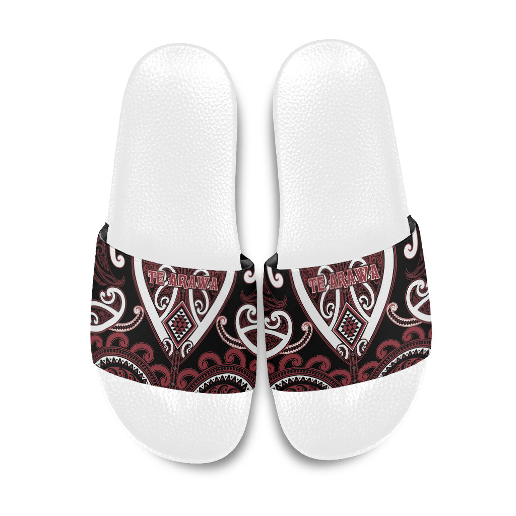 Aotearoa Te Arawa Slide Sandals Maori Tribal Pattern LT05 Red - Polynesian Pride