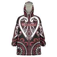 Custom Aotearoa Te Arawa Wearable Blanket Hoodie Maori Tribal Pattern LT05 One Size Red - Polynesian Pride