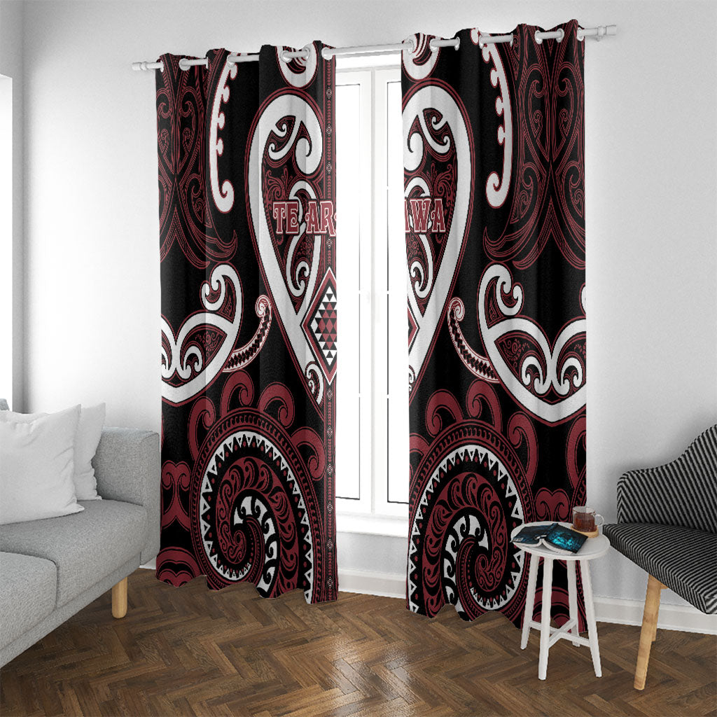 Aotearoa Te Arawa Window Curtain Maori Tribal Pattern LT05 With Grommets Red - Polynesian Pride