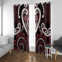 Aotearoa Te Arawa Window Curtain Maori Tribal Pattern LT05 With Grommets Red - Polynesian Pride