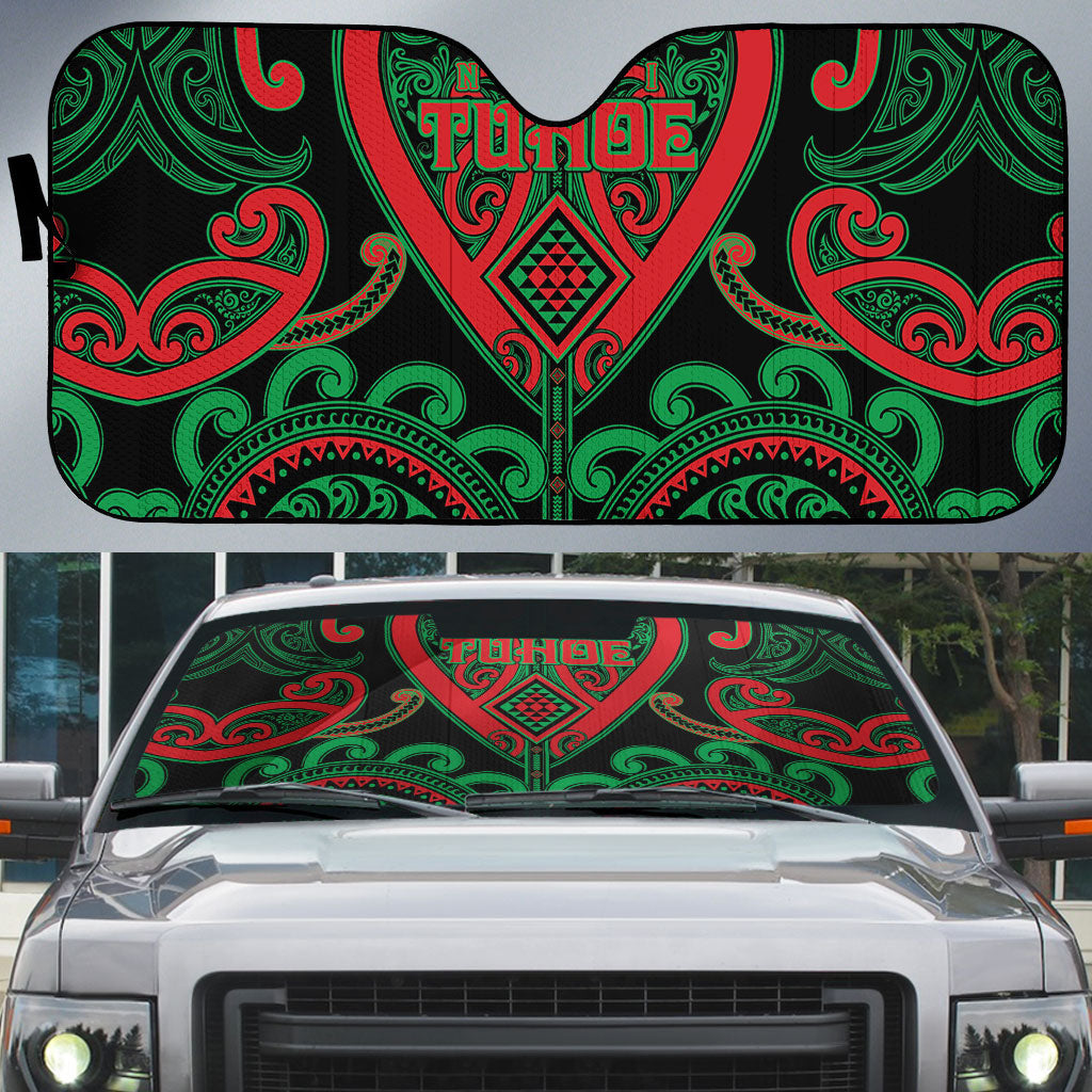 Aotearoa Ngai Tuhoe Auto Sun Shade Maori Tribal Pattern LT05 Black - Polynesian Pride