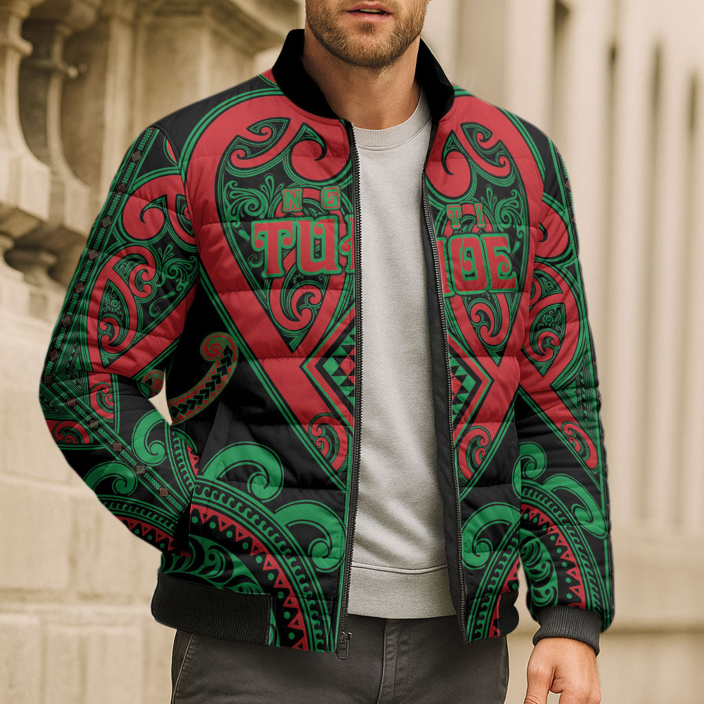 Custom Aotearoa Ngai Tuhoe Bomber Puffer Jacket Maori Tribal Pattern LT05 - Polynesian Pride
