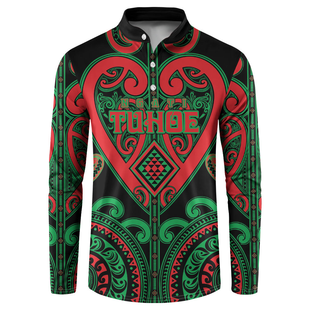 Custom Aotearoa Ngai Tuhoe Button Sweatshirt Maori Tribal Pattern LT05 Black - Polynesian Pride