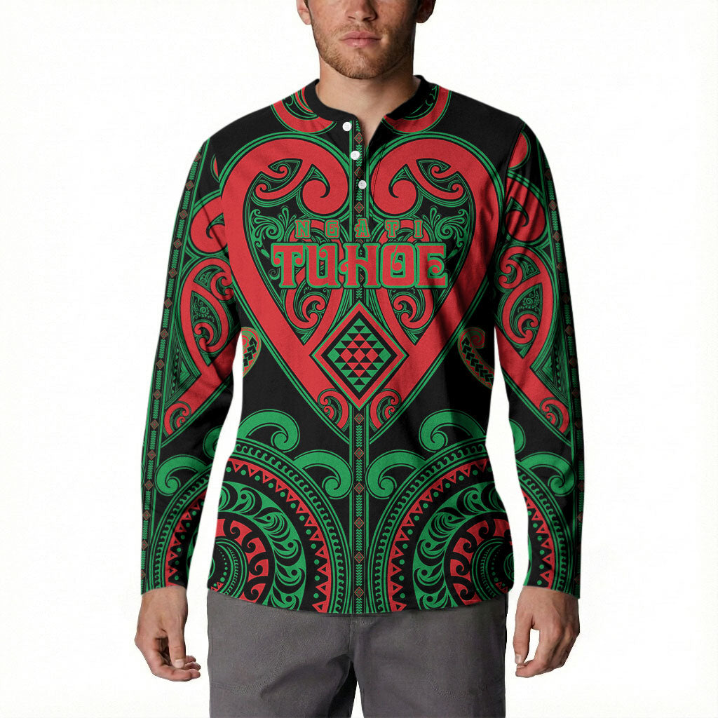 Custom Aotearoa Ngai Tuhoe Button Sweatshirt Maori Tribal Pattern LT05 - Polynesian Pride