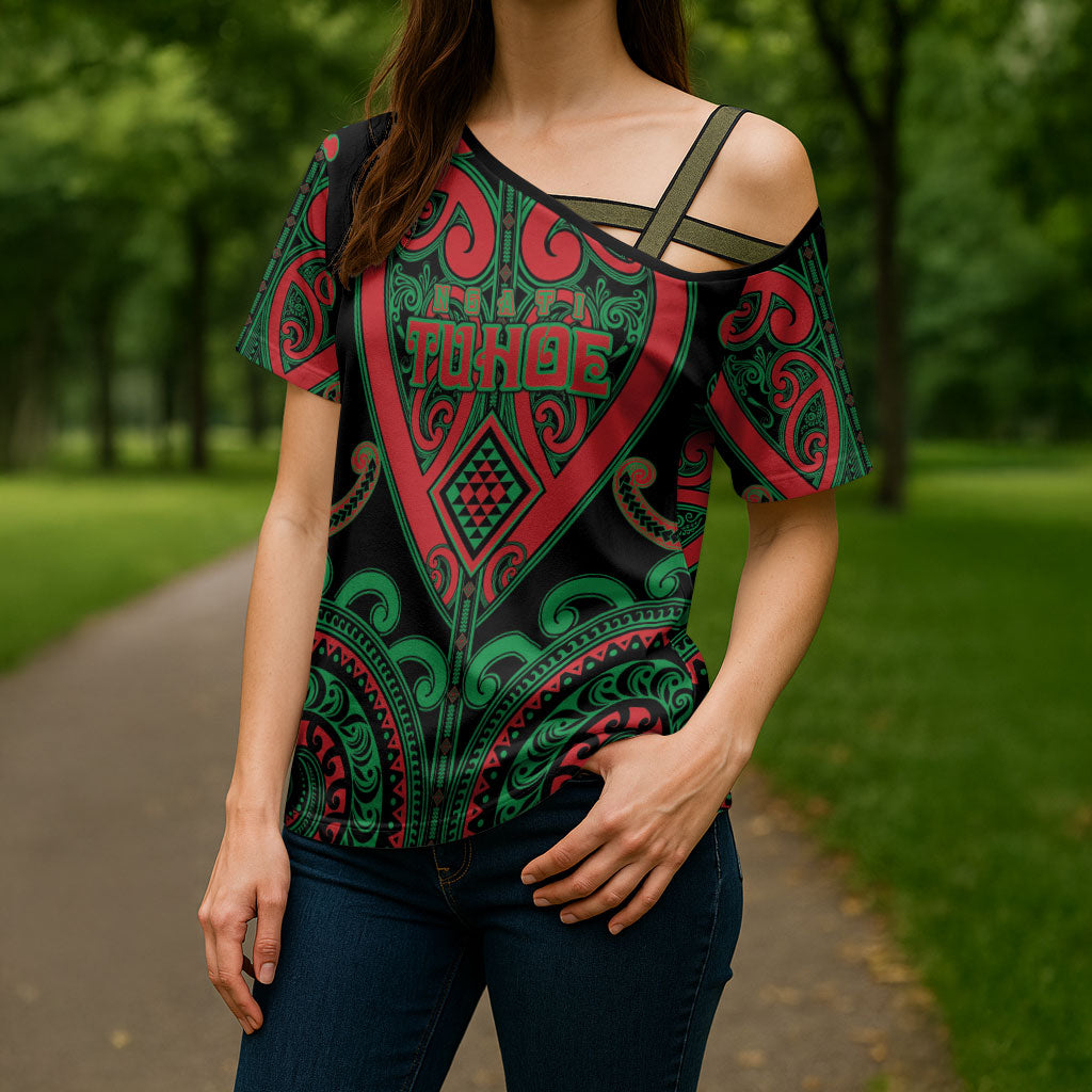 Custom Aotearoa Ngai Tuhoe Cross Shoulder Shirt Maori Tribal Pattern LT05 - Polynesian Pride