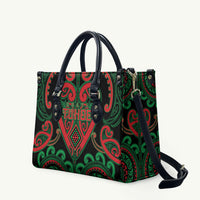 Aotearoa Ngai Tuhoe Leather Bag Maori Tribal Pattern LT05 Black - Polynesian Pride