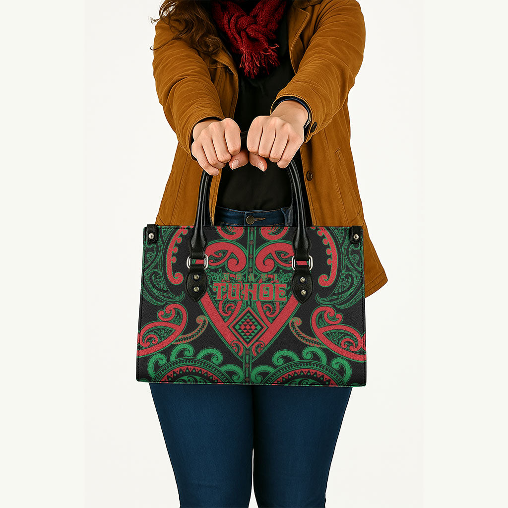Aotearoa Ngai Tuhoe Leather Bag Maori Tribal Pattern LT05 - Polynesian Pride