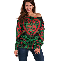 Custom Aotearoa Ngai Tuhoe Off Shoulder Sweater Maori Tribal Pattern LT05 Women Black - Polynesian Pride